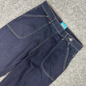 Hell Bunny Victory Jeans Dark Wash Wide Leg High Waist Denim Blue Womens W32 L